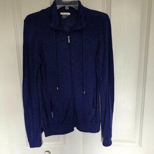 Dalia by Anthropologie tanzanite blue zippered knit cardigan sweater, medium